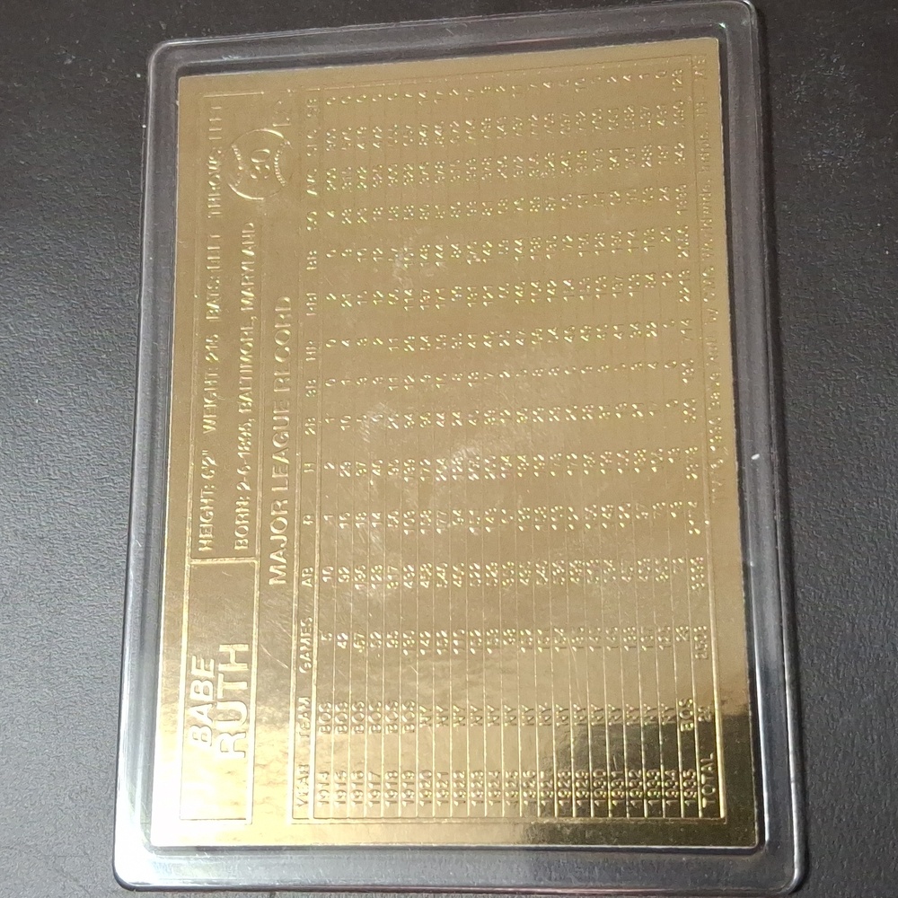 Babe Ruth Gold Collectible Card - Picture 2 of 2